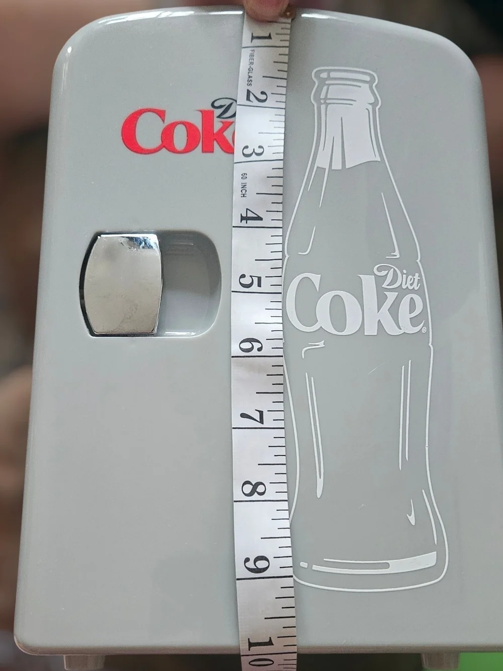 Coca-Cola Mini Fridge — Light Gray with White and Black Label With Cord.